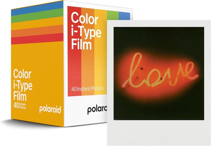 Polaroid Color i-Type Instant Film x40 Pack | 40 Photos, White Frame, ASA 640 | Battery-Free Film for Now, Now+, I-2, & Lab Printer - Image 1